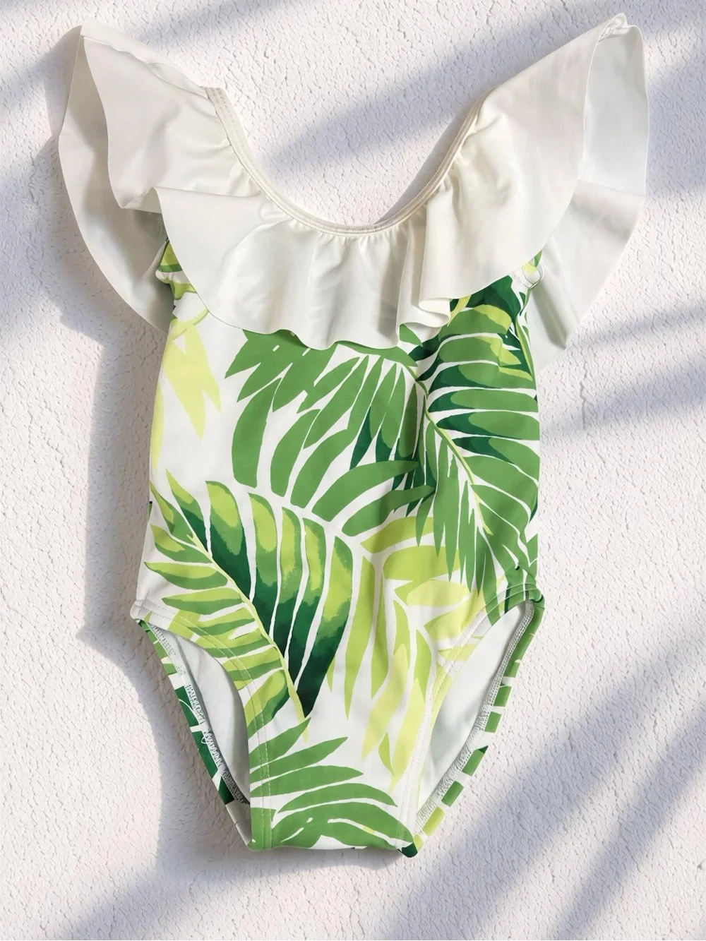 NWT Janie and Jack Tropical Leaf Ruffle Swimsuit - 6-12 Months